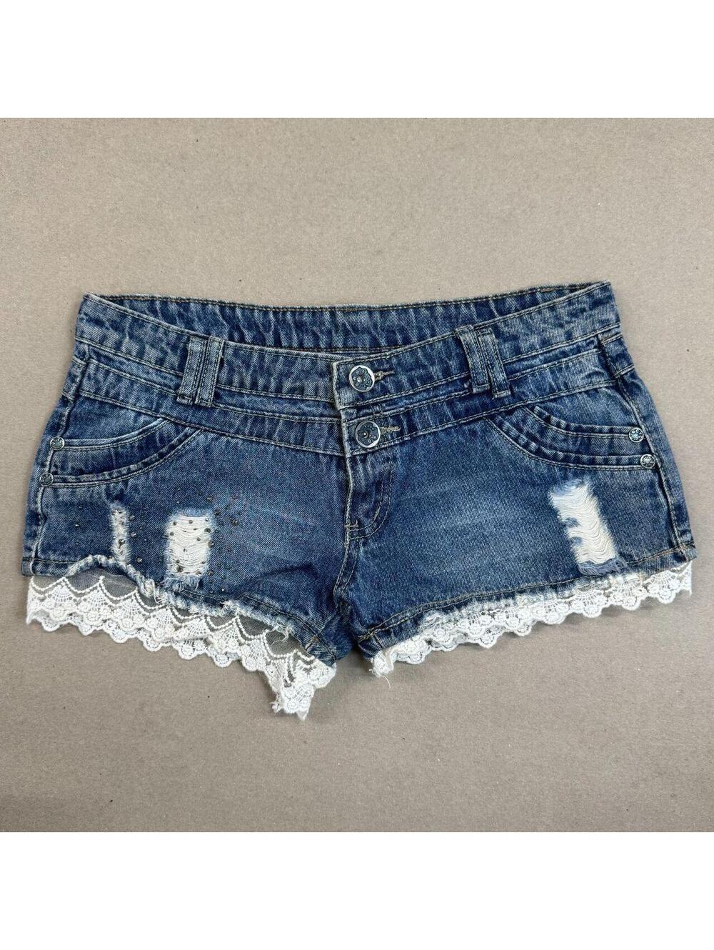Vintage Y2K Low Rise Denim Micro Shorts Faded